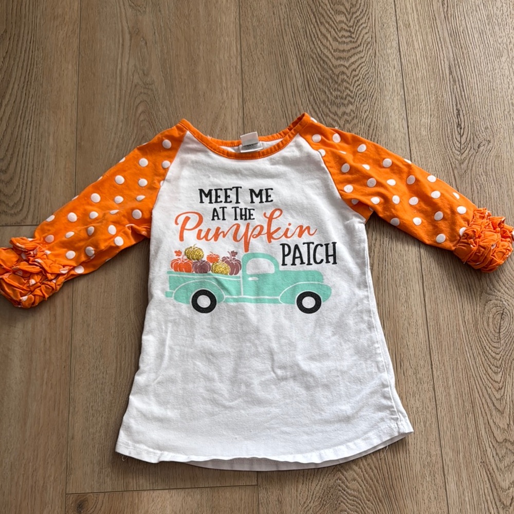 Orange Polka Dot Halloween Kids Shirt, size 2xl